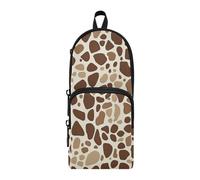 aidingzhi Giraffe Skin Pattern Brown Nylon 3 Compartments Teen Pencil Bag Large Capacity Pencil Cases For Teen Stationery Bag for Office