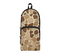 aidingzhi Giraffe Skin Pattern Brown2 Nylon 3 Compartments Pencil Bags For Girls Multi-purpose and aesthetic Zip Pencil Case Stationery Organizer for Preppy School