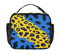 aidingzhi Girls Lunch Bag Leakproof Mens Lunch Box with Handle Insulated Cooler Bag for Work & School Yellow-blue Leopard Print