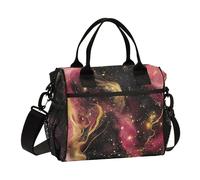 aidingzhi Golden Peach Waves Marble Kids Lunch Bag Sturdy Male Lunch Bag with Shoulder Strap Male Kitchen S