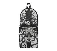 aidingzhi Gothic Black Skull Cross Nylon 3 Compartments Pencil Bags For School Multi-purpose and aesthetic Pencil Cases For Girls Stationery Bag for Middle School