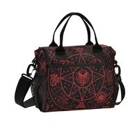 aidingzhi Gothic Red Black Halloween Tarot Astrology Lunch Bags for Women Leakproof Insulated Lunchbox with Shoulder Strap Lady Gym S