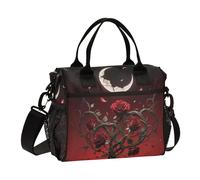 aidingzhi Gothic Red Rose Moonlit Night Lunch Bag for Women Sturdy Woman Lunch Bags with Shoulder Strap Boys Travel M