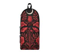 aidingzhi Gothic Red Roses Nylon 3 Compartments Big Pencil Bag Large Capacity Pencil Cases For School Stationery Organizer for Elementary