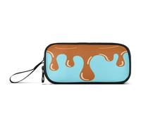 aidingzhi Graffiti Art Brown Blue Nylon Large Pencil Bag High Capacity Pencil Case With Zipper School Stationery for Elementary Teen Girls