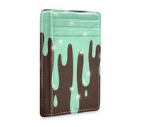 aidingzhi Graffiti Art Brown Green leather ladies wallets slim with money clip RFID Blocking small card wallet woman for Men and Women