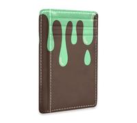 aidingzhi Graffiti Art Green Brown leather thin wallet for women slim with money clip RFID Blocking small wallet for cards for men&women