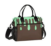 aidingzhi Graffiti Art Green Brown Lunch Box Women Large Capacity Lunch Bag Zipper with Shoulder Strap Nurses Kitchen M