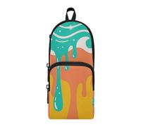 aidingzhi Graffiti Art Orange Green Nylon 3 Compartments Pencil Bag For Teen Large Capacity Zipper Mesh Pencil Case Stationery Bag for Elementary