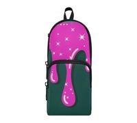 aidingzhi Graffiti Art Peach Green Nylon 3 Compartments Pencil Bags For Girls study&multifunctional Big Zipper Pencil Case Stationery for Office