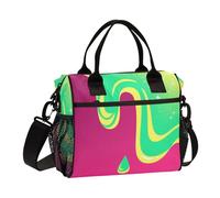 aidingzhi Graffiti Art Red Green Adult Lunch Box Minimalist Insulated Lunchbox with Shoulder Strap Teachers University M