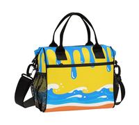 aidingzhi Graffiti Art Yellow Blue Lunch Bag for Girls Large Lunch Bag Zipper with Shoulder Strap Adults Gym M