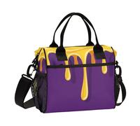aidingzhi Graffiti Art Yellow Purple Lunch Box for Women with Bottle Holder Lunch Box Tote Bag with Shoulder Strap Lady Outdoor M