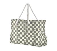 aidingzhi Gray Sun Checker Plaid Pattern Sturdy Beach Bags And Totes with side pocketes Weekender Bag Women for Travel Gym Vacation