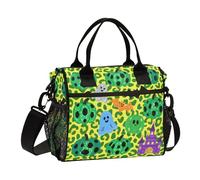 aidingzhi Green Pumpkin Yellow Leopard Print Halloween Lunch Bag Women Large Lunch Bag with Bottle Holder with Shoulder Strap Lady Work M