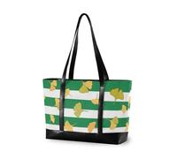 aidingzhi Green White Striped Ginkgo Biloba Leaf modern handbags with zipper bags for work for flight with lunch