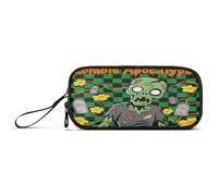 aidingzhi Green Zombie Halloween Check Nylon Zipper Pencil Bag Big Capacity Pencil Case For Boys Stationery for Elementary Adults