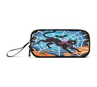 aidingzhi Halloween Black Cats Spider Web Nylon Pencil Bags For School Big Capacity Big Pencil Case With Zipper Stationery for High School Teacher