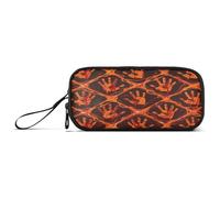 aidingzhi Halloween Bloody Hands Orange Red Nylon Pencil Bag Case High Capacity Pencil Case For Boys School Stationery for College Kids