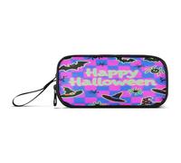 aidingzhi Halloween Blue-purple Pumpkin Nylon Boys Pencil Bag Large Capacity Pencil Storage Case School Stationery for Office Teacher