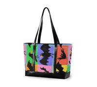 aidingzhi Halloween Cartoon Crows and Bats Colorful Plaid essentials bag for women 14 with zipper tote bags for women work with lunch
