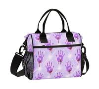 aidingzhi Halloween Purple Bloody Hands Lunch Tote Minimalist Upright Lunch Bag with Shoulder Strap Man University S
