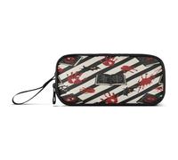 aidingzhi Halloween Red Devil's Eye Blood Handprint Nylon Zippered Pencil Bag High Capacity School Pencil Case Stationery for School Teen