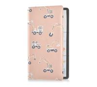 aidingzhi Hand-Drawn Construction Vehicles Rose Gold Pu Leather Car Registration & Insurance Card Holder Auto Truck Comparment Accessories Case for Driver Auto Owners Trailer Motorcycle Boat