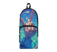 aidingzhi Hand Gesture Two Fingers Up My Life Nylon 3 Compartments Large Pencil Bag Large Capacity Pencil Storage Case School Stationery for Elementary