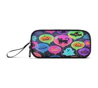 aidingzhi Happy Halloween Colorful Balloon Nylon Pencil Bags With Zipper Big Capacity Pencil Case With Zipper Stationery Organizer for College Adults