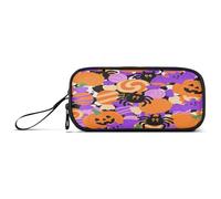 aidingzhi Happy Halloween Pumpkin Spider Nylon Pencil Case Pencil Bag Big Capacity Pencil Cases Stationery Organizer for High School Man