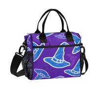 aidingzhi Happy Halloween Witch Hat Purple Lunch Bag for Girls with Pocket Lunch Bag Teen with Shoulder Strap Boys Outdoor S