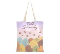 aidingzhi Hello Fall Autumn Tree Bird Medium Canvas Tote Large Capacity Canvas Bags With Handles Christmas Retirement Shopping Beach Work 16"x15" school essential