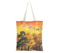 aidingzhi Hello Fall Autumn Tree Bird Orange Canvas Bag Tote sturdy Canvas Grocery Bag Christmas Retirement Shopping Beach Work 16"x15" school essential