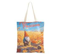 aidingzhi Hello Fall Autumn Wheat Field Dwarf Canvas Tote reusable Canvas Grocery Bag Christmas Retirement Shopping Beach Work 16"x15" school essential
