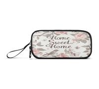 aidingzhi Home Sweet Home William Morris Style Flower Bird Peach Nylon Pencil Bags For Kids High Capacity Pencil Case For Kids School Stationery for Middle School Teen Boys
