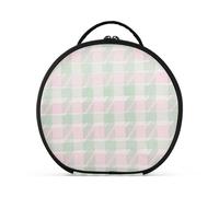 aidingzhi Houndstooth Peach Green Pastel Travel Bag with Compartments & Handle stylish Case Cosmetic Makeup Bag with adjustable dividers 11 IN