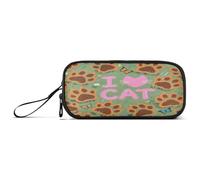 aidingzhi I Love Cats Claw Green Nylon Pencil Bags For Teen Girls Big Capacity Zipper Mesh Pencil Case Stationery Organizer for High School Boys