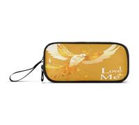 aidingzhi I Love Me Yellow Golden Bird Nylon Large Pencil Bag Big Capacity Pencil Case Stationery for College Nurse