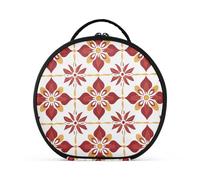 aidingzhi India Rosette Pattern Red Floral Toiletry Bag Vertical Free-Standing Essentials Large Make Up Bag with adjustable dividers 11 IN