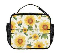 aidingzhi Insulated Lunch Bag for Kids Leakproof School Lunch Box Removable Shoulder Strap Cooler Box for Work Office Minimalist Summer Sunflower Floral