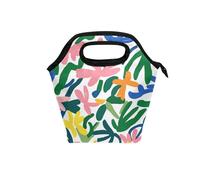 aidingzhi insulated lunch bags for women with Curved handle lunch box containers Leakproof soft cooler bag for Office College Flowers Bloom Colorful
