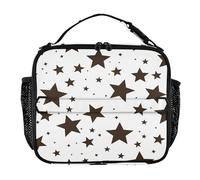 aidingzhi Insulated Lunch Bags Leakproof Portable Lunch Box Boys with Handle Lunch Cooler for Work & School Black and White Illustration Design Stars Brown