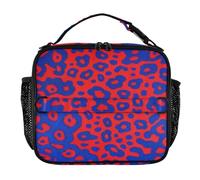 aidingzhi Insulated Lunch Bags Leakproof Portable Mens Lunch Boxes Removable Shoulder Strap Insulated Lunch Tote for School College Blue and Red Leopard Print