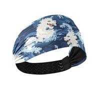 aidingzhi Japanese Monster Blue Waves Cooling wide headbands Stretchy sweat for basketball Volleyball basketball Cycling