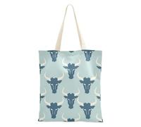 aidingzhi Jon Klassen Style Bull Baby Blue Canvas Tote Bag Large Capacity Cloth Tote Bags With Handles for Work,DIY Projects,Shopping 16"x15" school essential