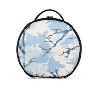 aidingzhi Jon Klassen Style Camouflage Design Sky Blue Makeup Bag with Compartments & Handle Large Capacity Travel Cosmetic Bag with adjustable dividers 11 IN