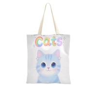 aidingzhi Just A Girl Who Loves Cats Canvas Bag sturdy Canvas Shopping Bags Grocery & Farmers Market 16"x15" school essential