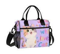 aidingzhi Just A Girl Who Loves Cats Lunch Bag Insulated with Handles Lunch Bag Heavy Duty with Shoulder Strap Female Outdoor S