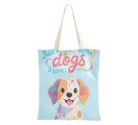 aidingzhi Just A Girl Who Loves Dogs Canvas Bag Large Capacity Tote Bag With Pockets Grocery & Farmers Market 16"x15" school essential
